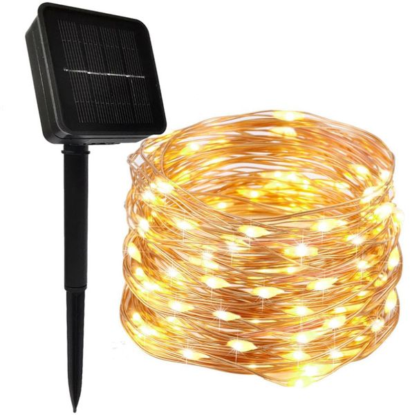 

outdoor 5m 10m 20m strip light led string lights christmas wedding party decoration usb solar powered copper wire lamp