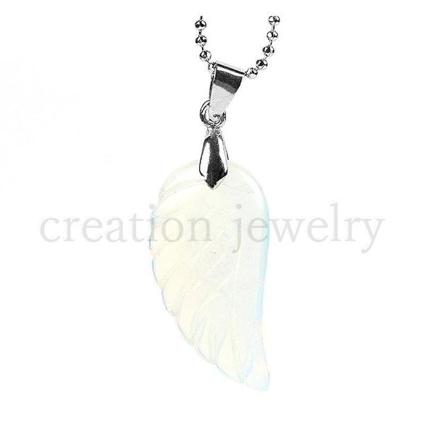 

natural crystal stone pendant necklace wings of angels men's and women's aura jewelry obsidian neckla bbyznx nana_shop, Silver