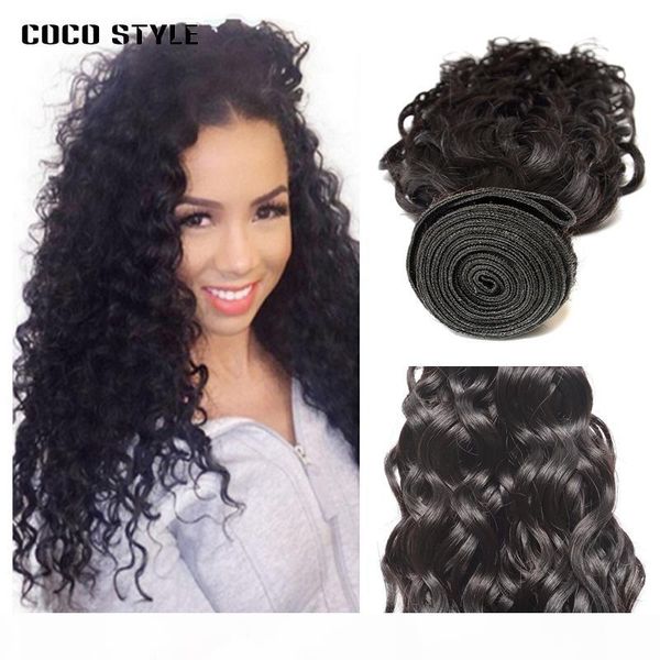 

human hair water wave bundles brazilian hair weave 4 bundle deals 100% real human hair extensions natural 1b non remy, Black