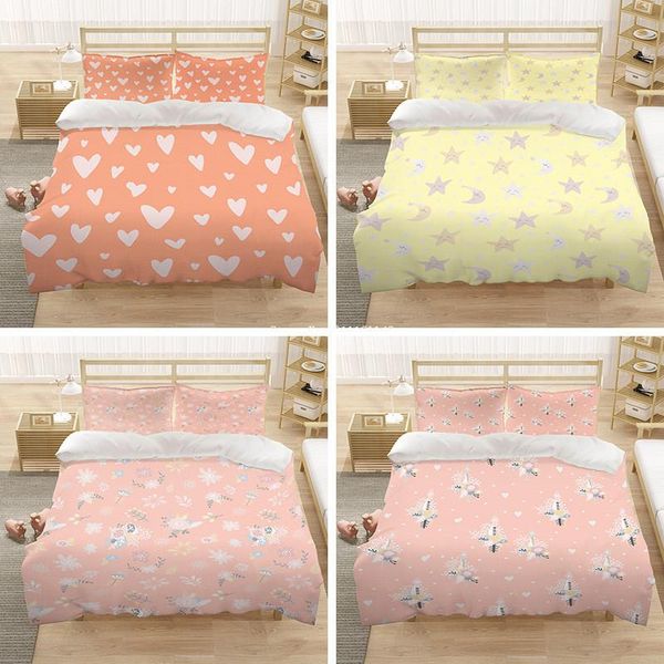 

3d lovely print bedding set modern simple star love children down bed cover pillowcase boys and girls bedroom bedding