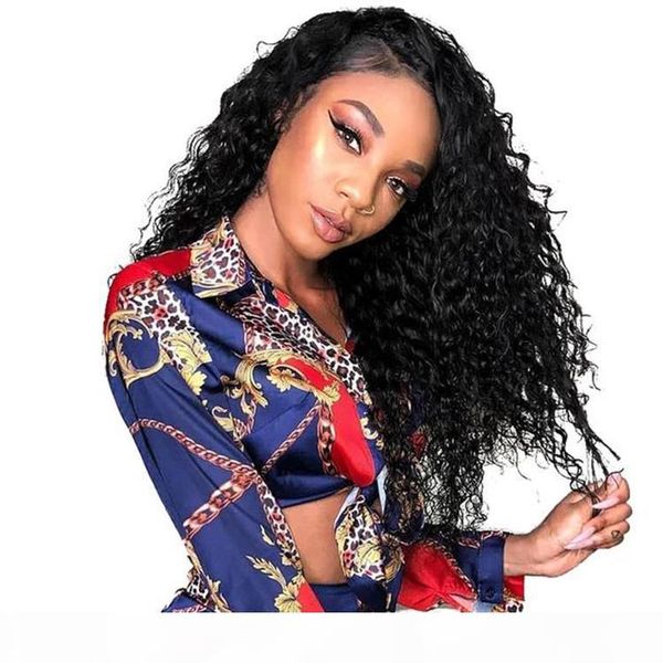 

full lace raw human hair wig for black and white woman natural looking natural color deep wave glueless front lace wigs, Black;brown