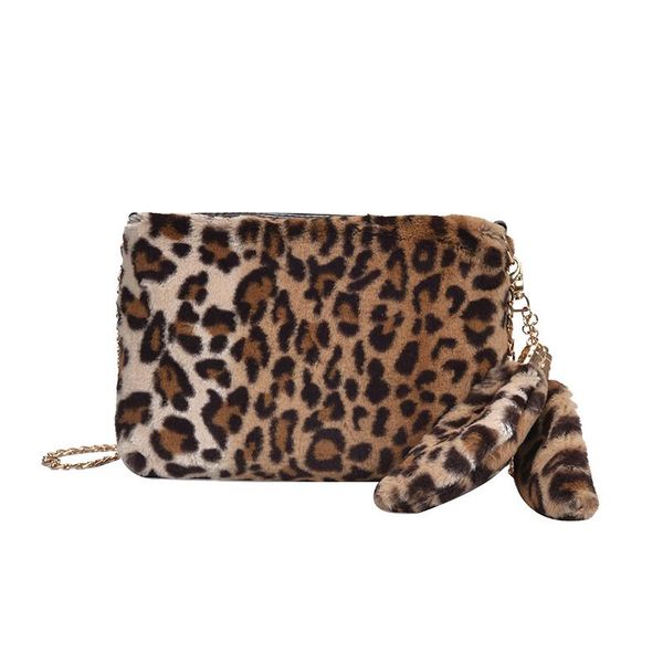 

2020 winter fur leopard handbag bag ladies plush warm handbag classic ladies mini hand bag purse girls gift ship