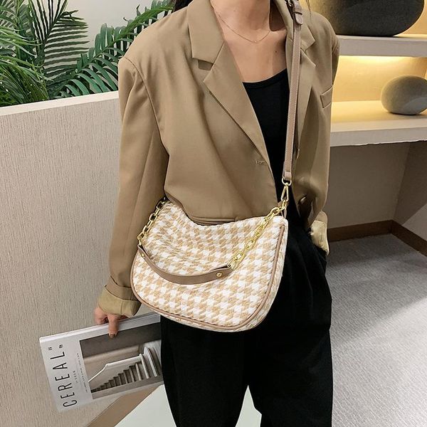

autumn and winter french underarm bag women 2020 new fashion chain single shoulder phone pack houndstooth b630