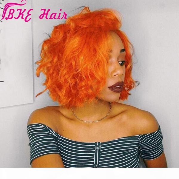 

new orange wig lace front bob wigs loose wave simulation human hair short wig colored lace front wigs with baby hair synthetic pre plucked, Black