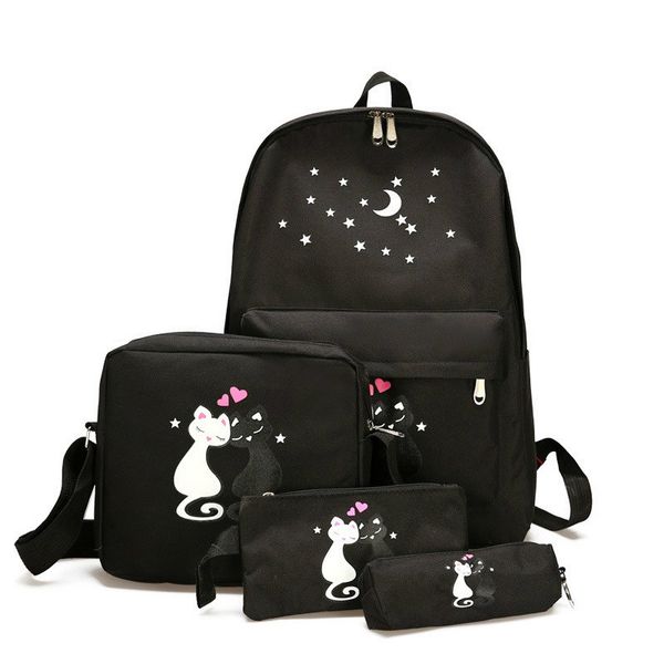

children school bags backpack for girls teenagers canvas back pack female backpacks femme rucksack women four-piece set kids bag c1003