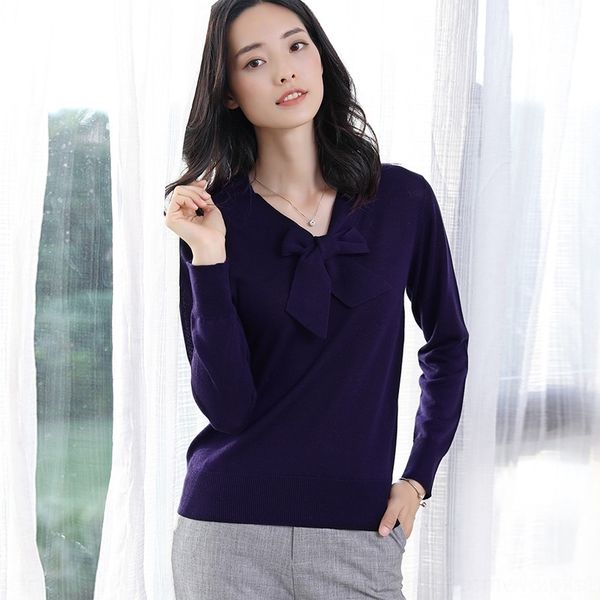 

1nti2 spring and autumn v-neck loose sweaterbutterfly sweaterkorean version thin sweater waist show ribbon jacket women's bottom bow to, White;black