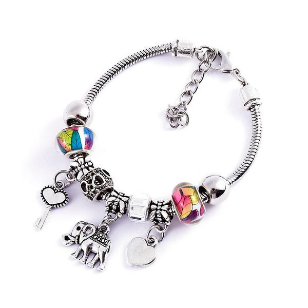 

colored beads initial bracelets for women adjustable bangle boho bracelet charm pendant stainless steel jewelry wholesale, Black