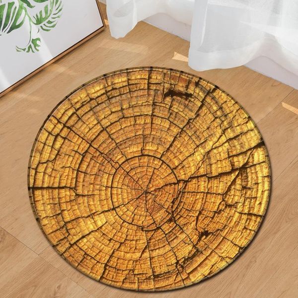 

carpets nordic style 3d wood round carpet soft flannel sofa bedroom area rugs anti-slip bedside for living room1