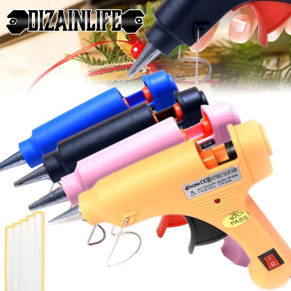 

20w/100w melt glue gun mini guns thermo electric heat industrial with 7mm glue sticks temperature repair tool diy