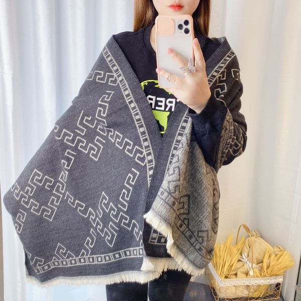 

vxhge autumn and winter new cashmere scarf shawl scarf women's simple geometric design shawl fashion street tassel neck, Black;white