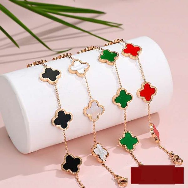 

titanium steel shell lucky clover korean version fashionable and simple clover bracelet braceletstainless steel bracelet oxvxa, Golden;silver