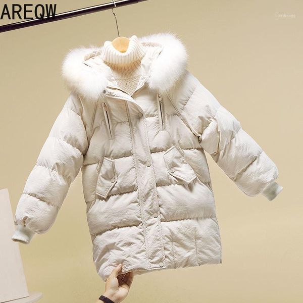 

coats and jackets women autumn winter clothes for woman female mid-long hooded parkas with faux fur coat women puffer jacket1, Black