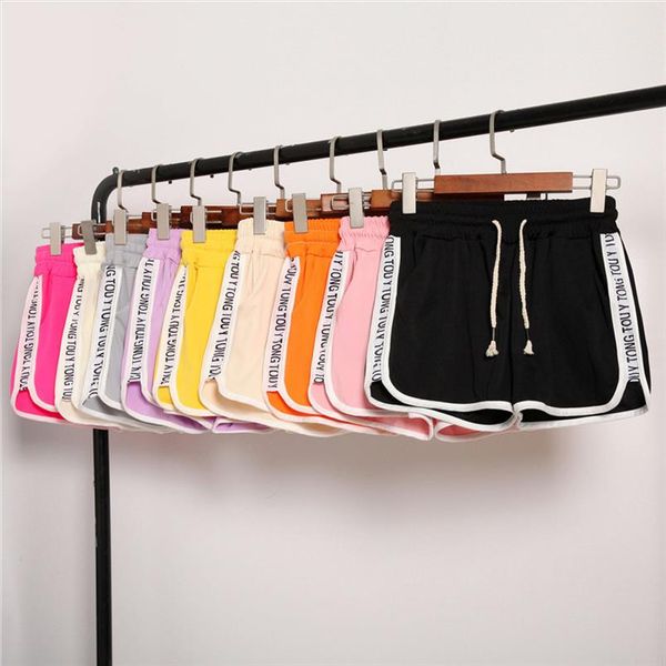 

casual shorts womens fashion high waist loose letters printed shorts patchwork body fitness workout summer female, White;black