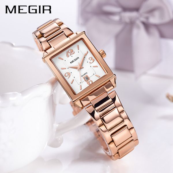 

megir ladies watches rose gold luxury women bracelet watch for lovers fashion girl quartz wristwatch clock relogio feminino 1079 t200420, Slivery;brown
