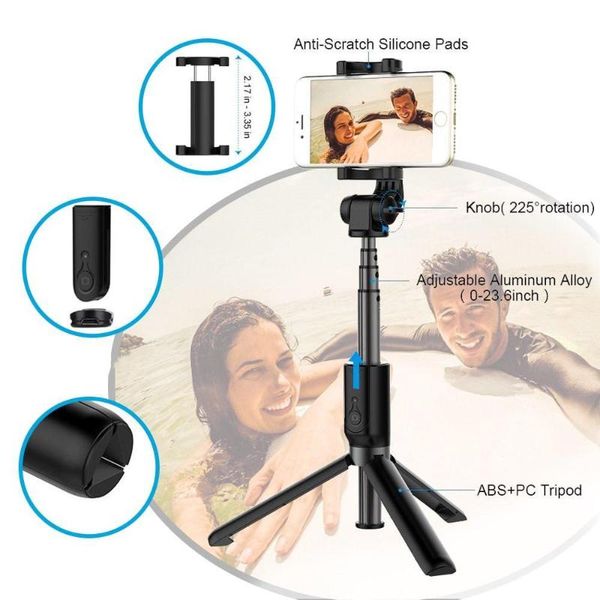 

3 in 1 bluetooth monopod tripod stand for redmi note huawei 11 xr 7 8 plus samsung mobile phone smartphone tripods