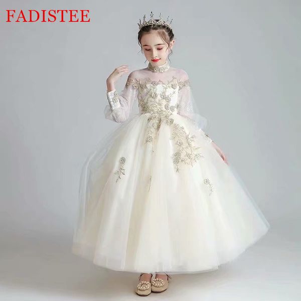 

fadistee tulle girl dress flower girl dresses lace baby girl infant dress kids formal wear girls dress champagne floor-length, White;blue