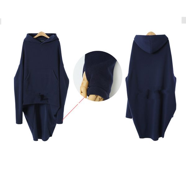 

autumn long sudadera sweatshirt hat casual thicken women hoodies mujer with winter sleeve batwing camisa nauxu, Black