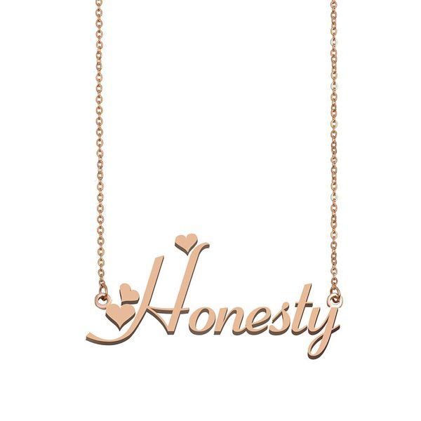 

honesty name necklaces pendant custom personalized for women girls children friends mothers gifts 18k gold plated stainless steel, Silver