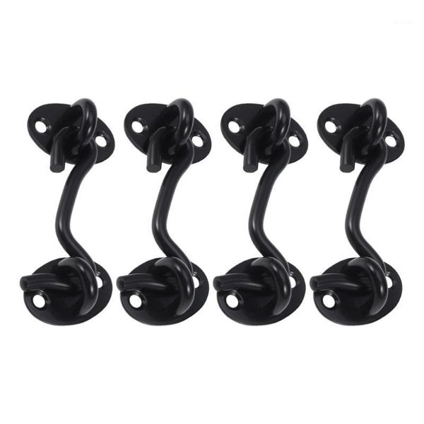 

4pcs cabin hook stainless steel eye heavy duty lock hook eye (black)1