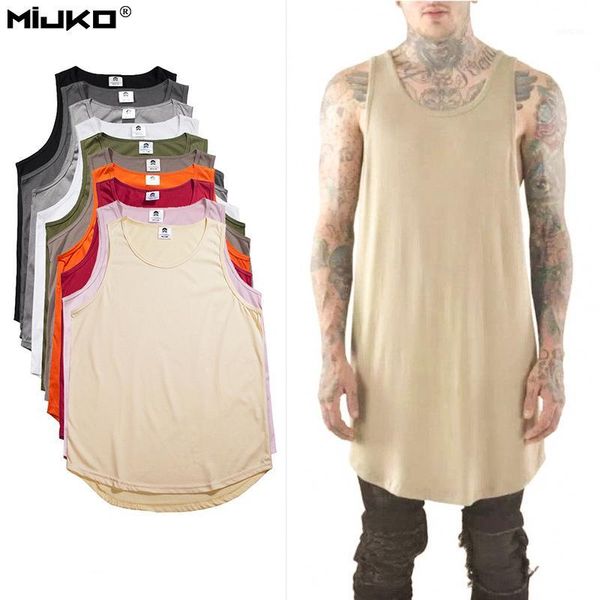 

wholesale- tank men hip hop extend long tankmens summer cotton vest sleeveless solid fashion regatas masculino1, White;black