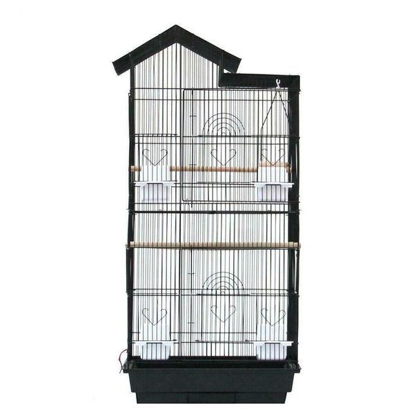 

39" steel bird parrot cage canary parakeet cockatiel w wood pe qylrab bdenet