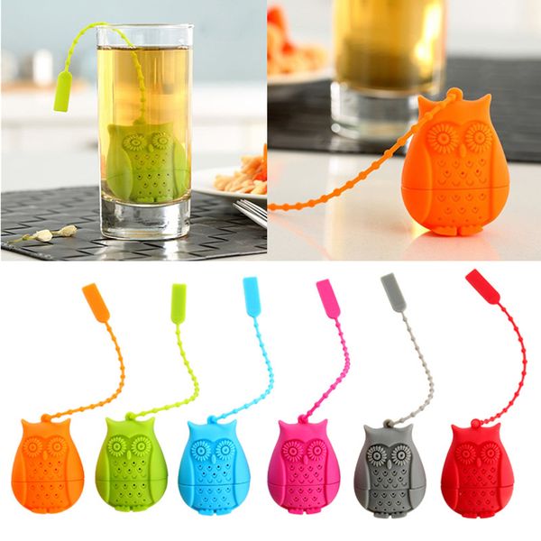 

creative owl tea strainers cute silicone fliter strainer tea bags food grade loose leaf tea infuser filter diffuser
