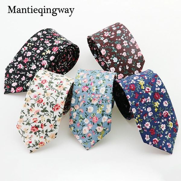 

mantieqingway men floral dots tie cotton narrow and skinny casual ties for men wedding party flower skinny ties for women, Blue;purple