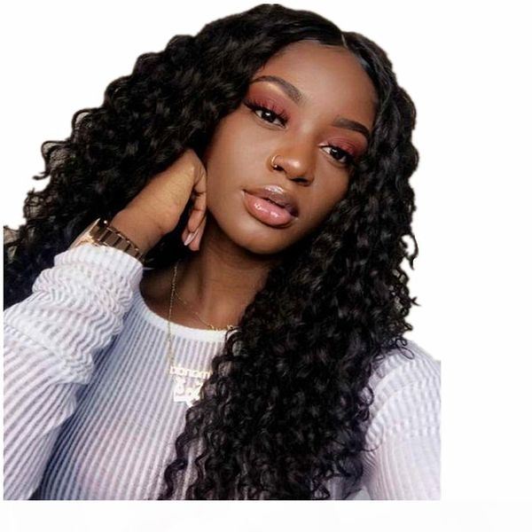 

brazilian deep wave lace front human hair wig long hair 26inch 13x4 lace frontal closure wigs with baby hair, Black