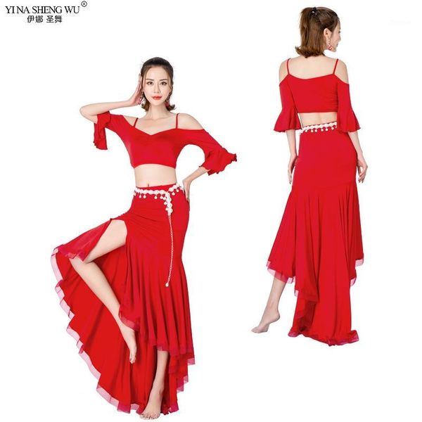 

women belly dance set costume 2pcs set and skirt belly dancing clothing fashion bellydance wear darnival new1, Black;red