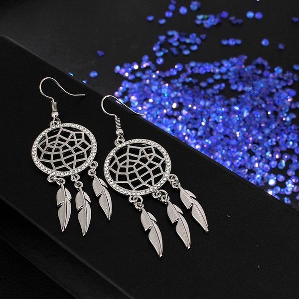 

jakongo silver plated crystal dreamcatcher dangle drop earrings for women gift party earrings love girl gift