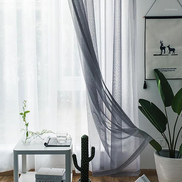 

modern nordic sheer tulle window curtains solid white gray black screening voile drapes living room home decor furniture cover1