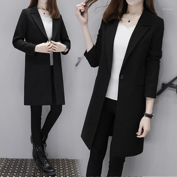 

women's new korean casual fashion british style small suit female mid-length wild suit jacket spring and autumn coat straight1, White;black