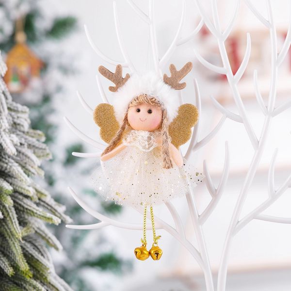 

new4@ creative plush sitting angel elk pendant xmas tree decor santa claus hanging ornaments christmas decoration