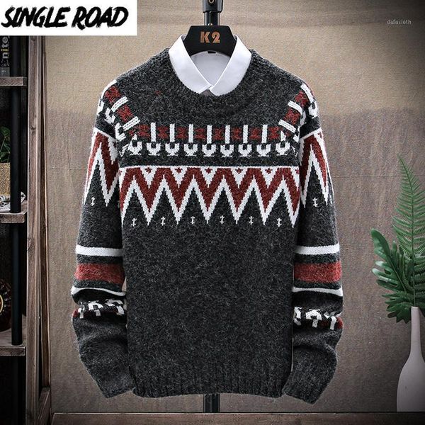 

singleroad mens knitted sweater men 2020 winter vintage patchwork sweaters pullover jumper harajuku korean black sweater men1, White;black
