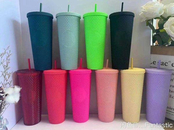 

2021 starbucks studded cup tumblers 710ml plastic mugs with straw good quality2nhr