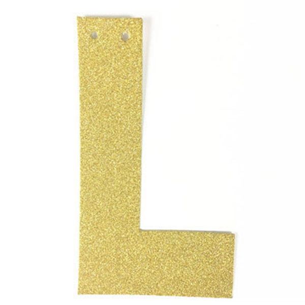 

1шт лот 13сма висячих флаги персонализированного diy золотого блеск бумага письмо банер для венчания дня рождения партии фестиваль украшения