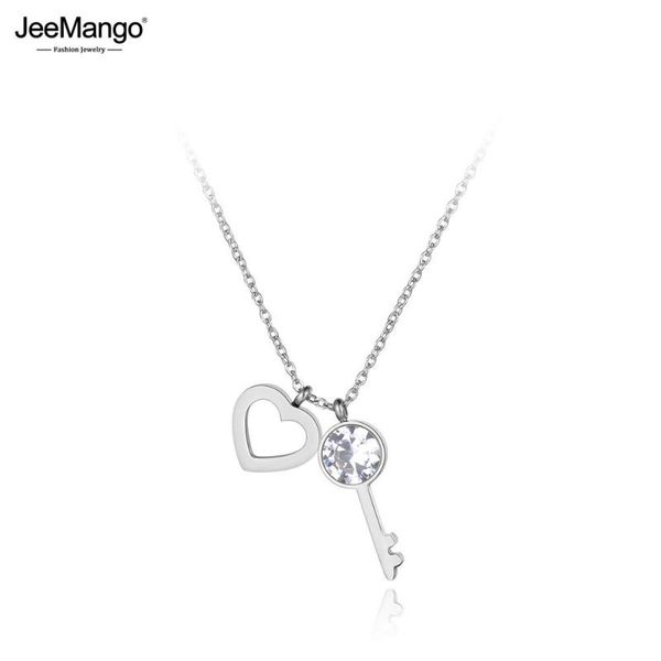 

jeemango модный прекрасный titanium из нержавеющей стали сердце cz ключ ожерелье розовое золото кулон ожерелье цепь для xmas подарки jn19068, Golden;silver