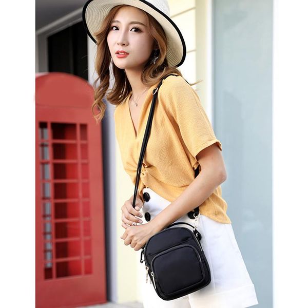 

women's mini bag fashion women shoulder messenger bag lightweight nylon solid zipper waterproof flap