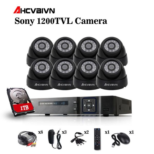 

systems 8ch cctv system 1080p dvr 8pcs 1200tvl ccd 1.0mp ir indoor outdoor dome camera home security surveillance kits