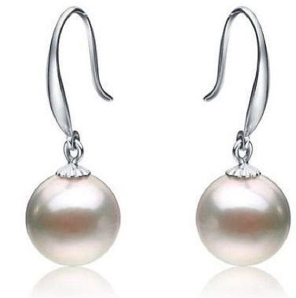 

beautiful a pair of 9-10mm natural south sea white pearl earring 925 silver, Golden;silver