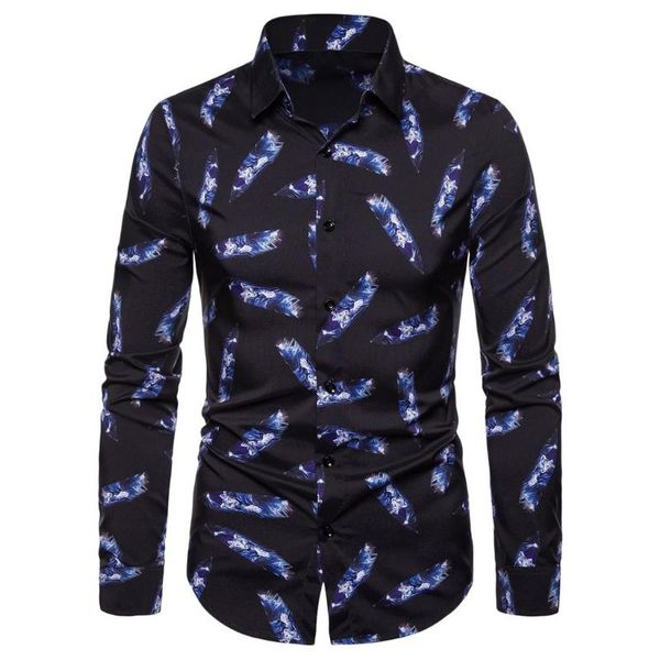 

men's casual shirts long sleeve shirt blouse 2021 style 3d printing colorful business slim streetwear men chemise homme, White;black