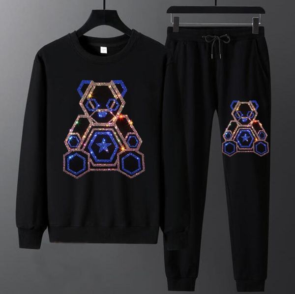 

2022 new brand european style drill casual jogger tracksuit men slim fit wear, Gray