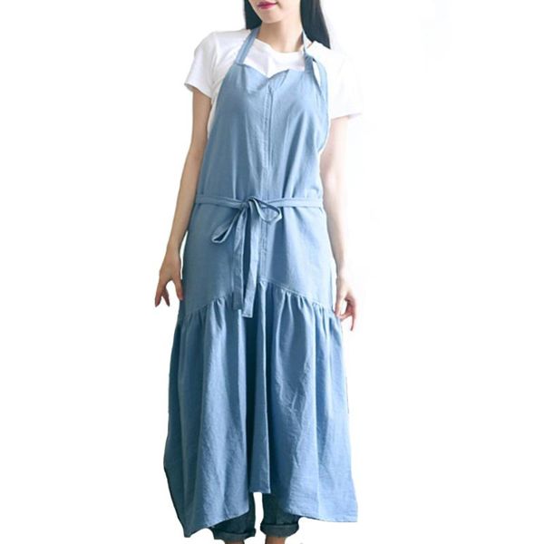 

aprons japanese cotton and linen fishtail fairy apron coffee flower shop gardening studio kindergarten teacher overalls work clothes