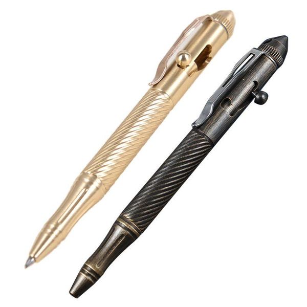 

solid handmade brass gel ink pen retro twist pattern bolt action writing tool 896f
