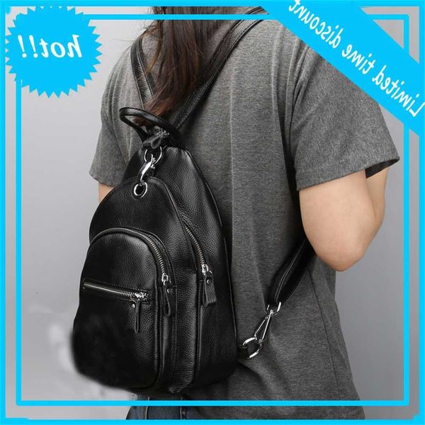 

2020 new head leather chest fashion backpack multi layer security women's bag