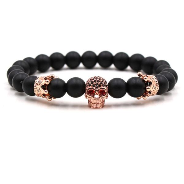 

2020 fashionpunk style natural stone beads bracelet men accessories handmade skull jewelry bracelets for mens gift, Golden;silver