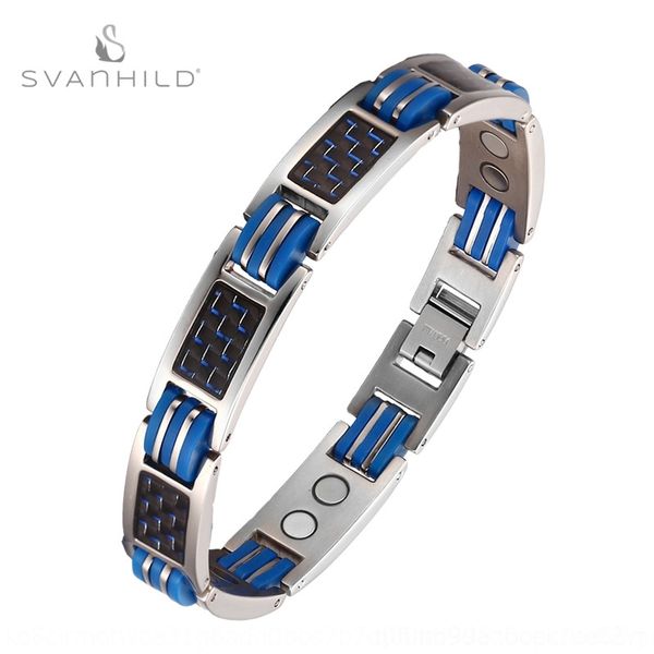 

afkr9 selling fashion magnet jewelry men carbon fiber bracelet health pure titanium bracelet for personality alual, Golden;silver