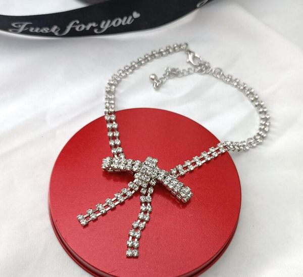 

модное лето супер фея полный горный хрусталь трехмерного лук короткое ожерелье mori темперамент колье, Golden;silver