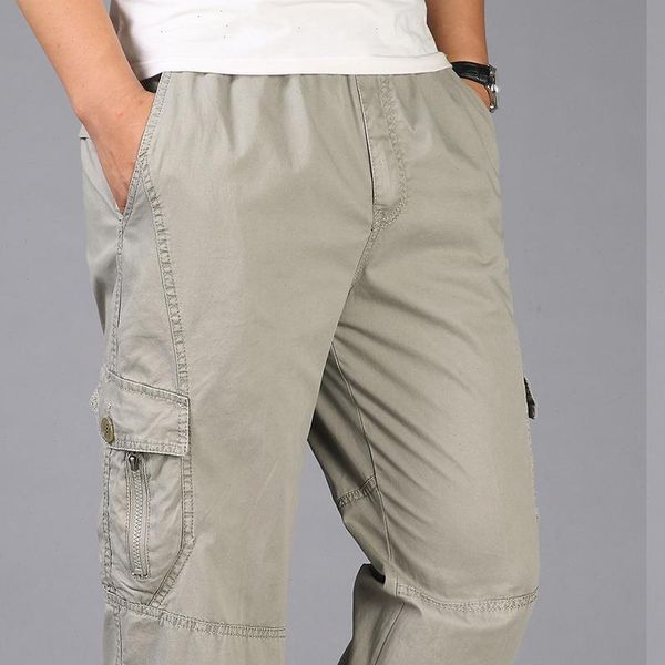 

large size casual pants mens spring summer loose thin pants mens trousers pure cotton sweatpants plus fat code overalls, Black