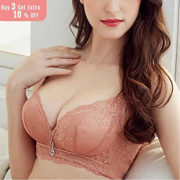 

fallsweet wireless bra for women plus size lace brassiere 34 to 50 back closure underwear black white1, Red;black